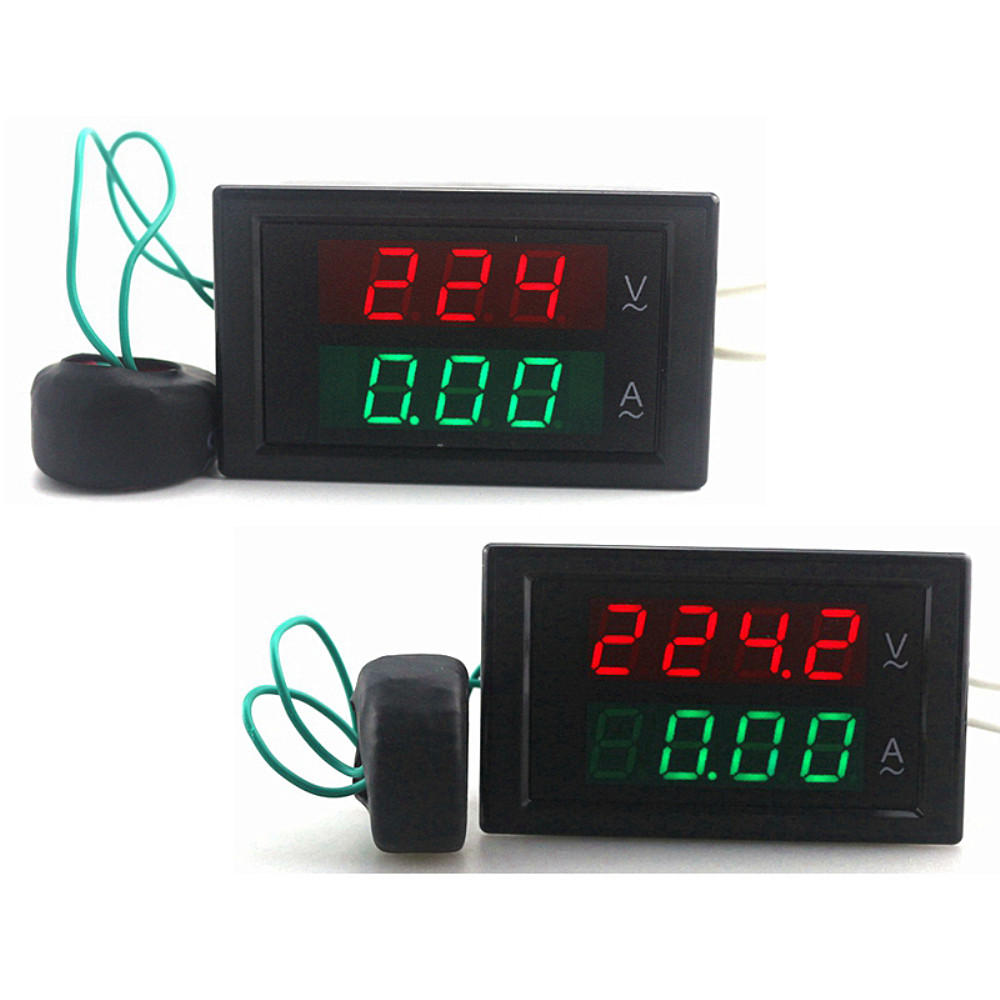 DL69-2042 Voltage Current Meter 1% ± 2-Digit Volt Amp Gauge AC80-300V AC0-100A Voltmeter Ammeter Decimal Point Automatic Shift