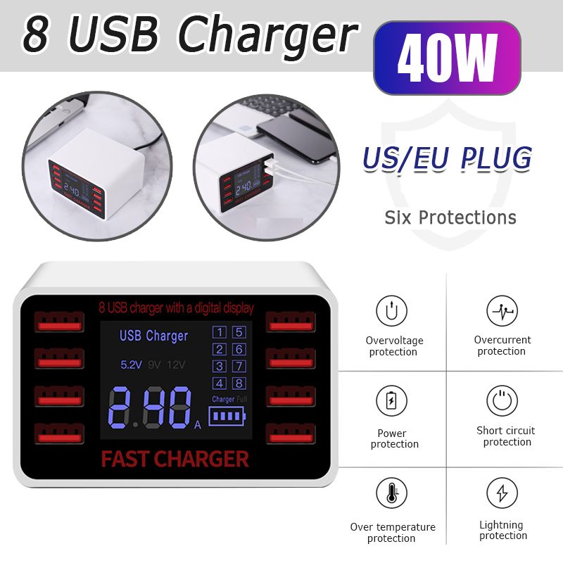 8-USB-Charger-40W-Multifunction-Multi-USB-Charging-Station-Hub-Base-Wall-mounted-Smart-Digital-Dis-1700627