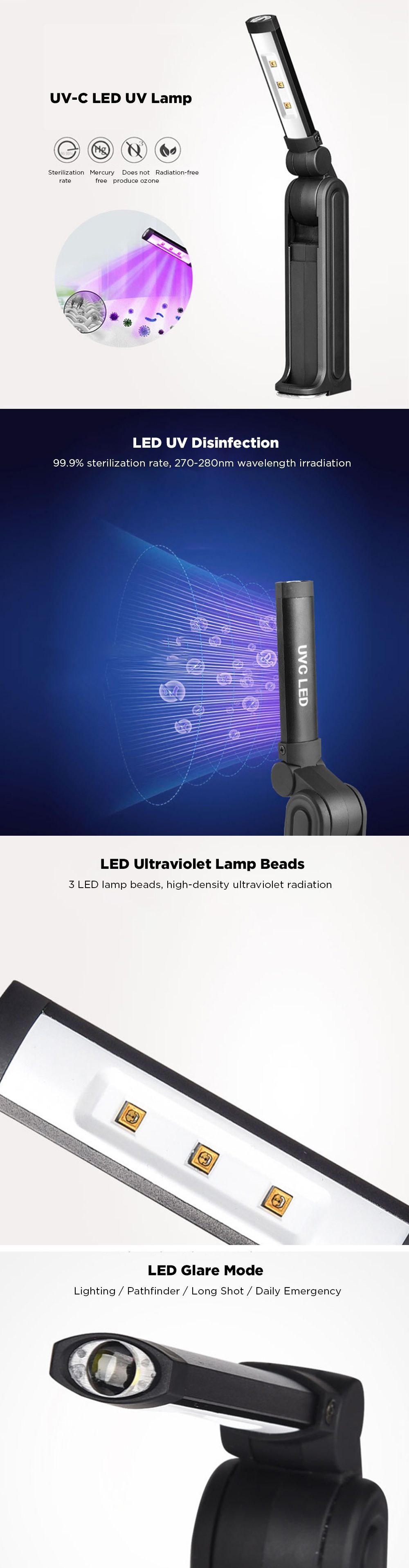 XANESreg-3xUVC1xLED-270-280nm-UV-Lamp-USB-Rechargeable-Hook-Flashlight-1677631