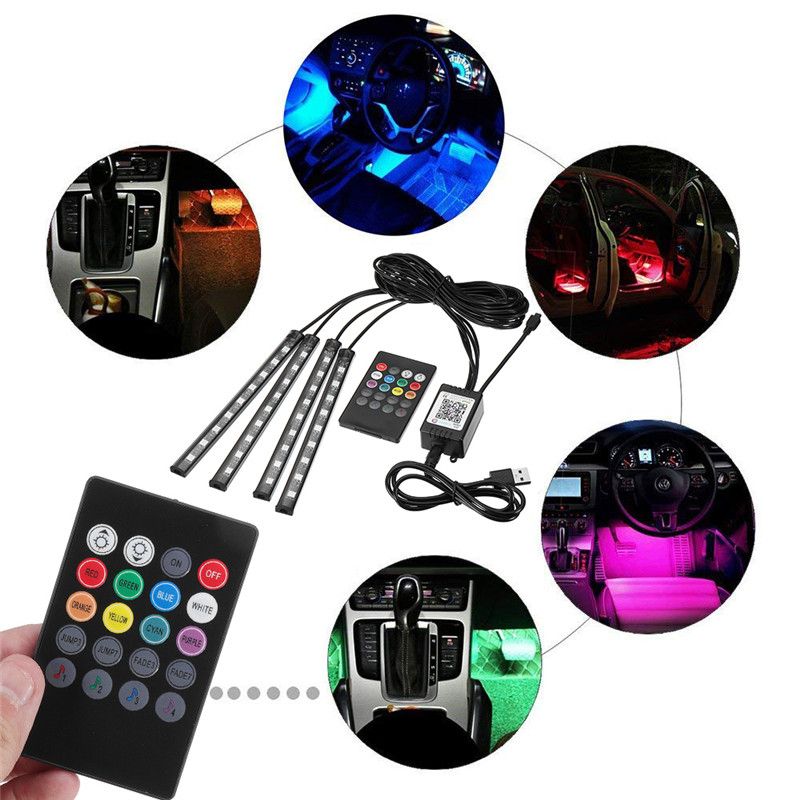 4Pcs-9LED-RGB-Car-Floor-Strip-Lights-Interior-Atmosphere-USB-Charger-Decor-Lamp-1390324
