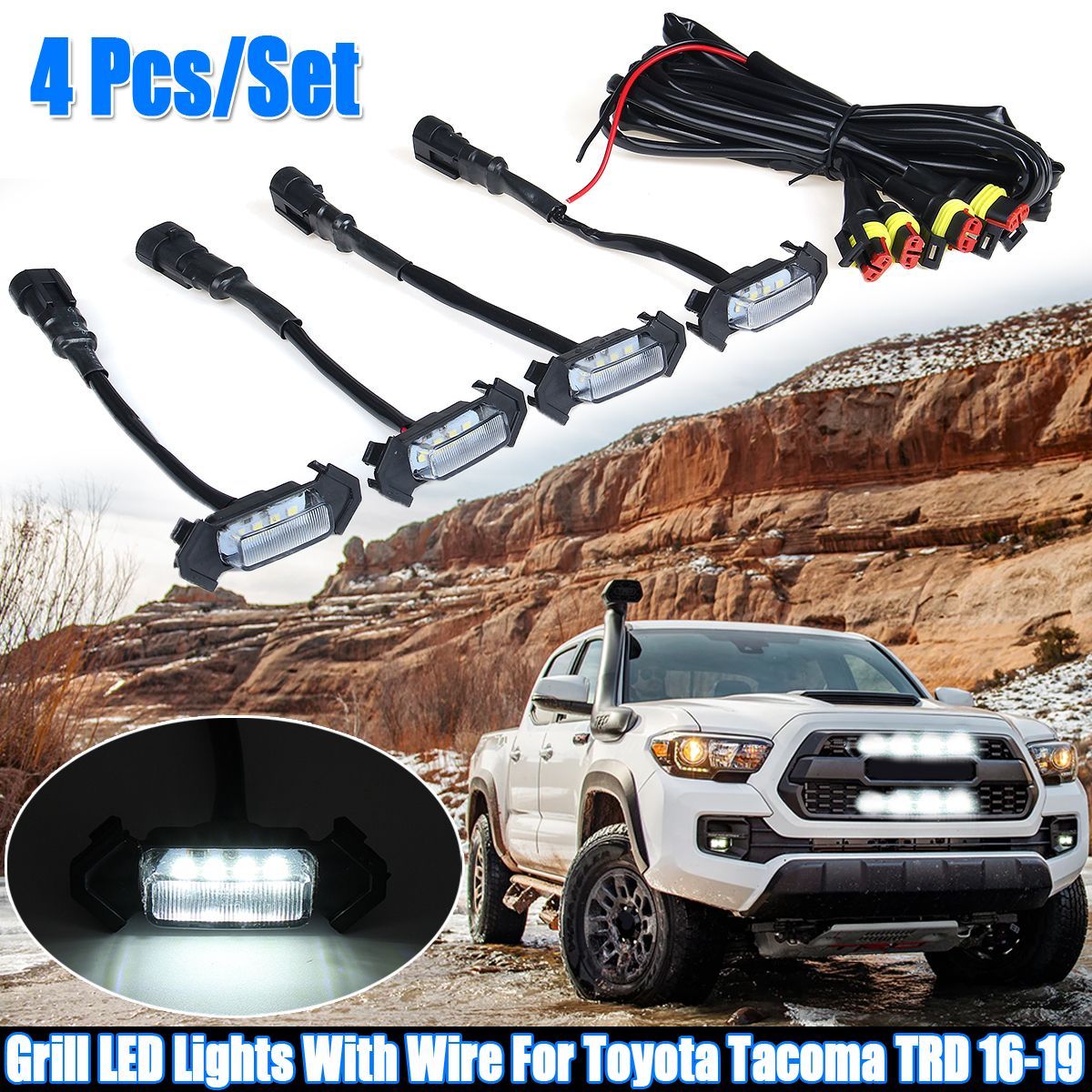 4Pcs-White-LED-Grill-Lights-With-Wire-Grille-Indicator-For-Toyota-Tacoma-TRD-2016-2019-1673211