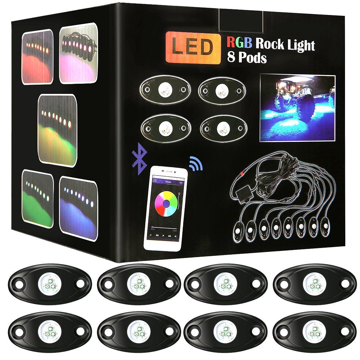 8PCS-12V-USB-RGB-LED-Car-Atmosphere-Lights-Interior-Decoration-Lamp-Phone-bluetooth-APP-Control-1617596