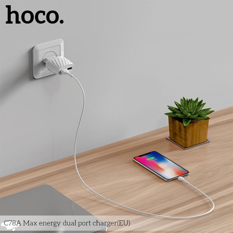 HOCO-15W-24A-Dual-USB-LED-Indicator-Fast-Charging-USB-Charger-For-iPhone-XS-11Pro-Huawei-P30-Pro-P40-1663134