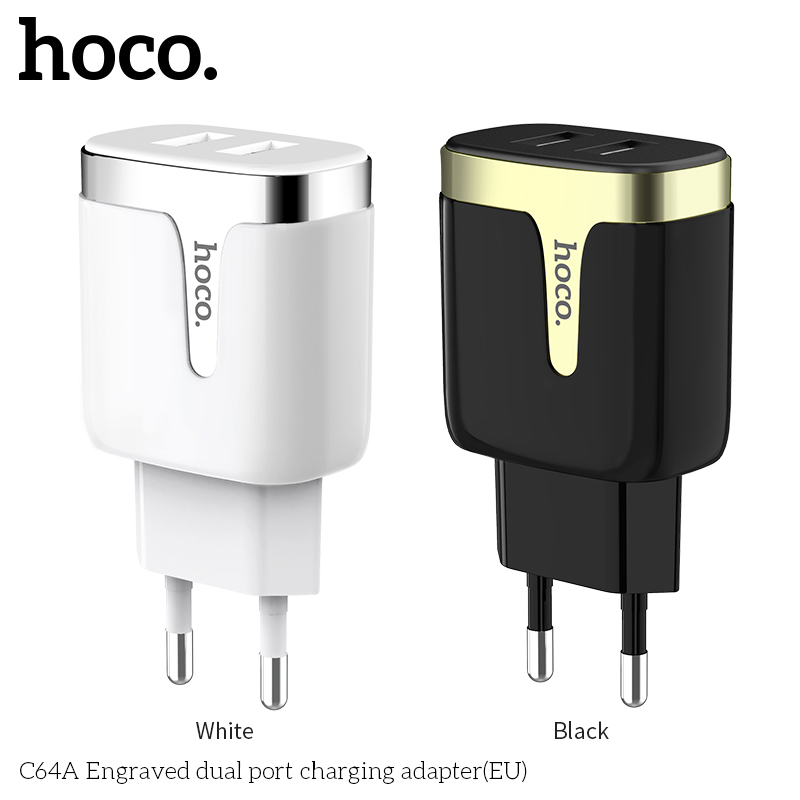 HOCO-21A-Dual-Ports-Fast-Charging-EU-USB-Charger-Adapter-For-iPhone-X-XS-iPad-Pocophone-F1-Oneplus-7-1535752