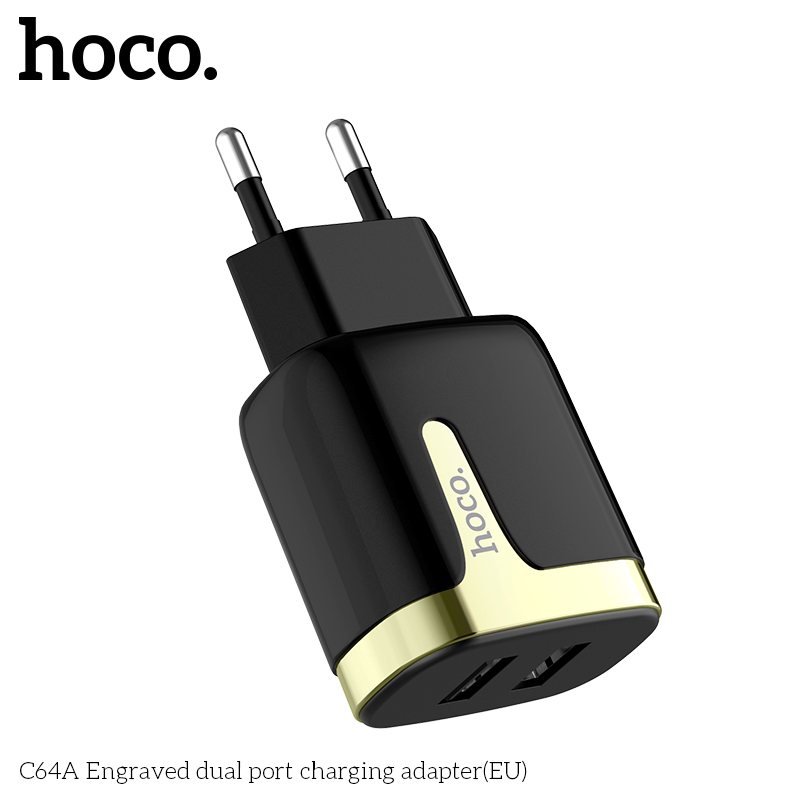 HOCO-21A-Dual-Ports-Fast-Charging-EU-USB-Charger-Adapter-For-iPhone-X-XS-iPad-Pocophone-F1-Oneplus-7-1535752