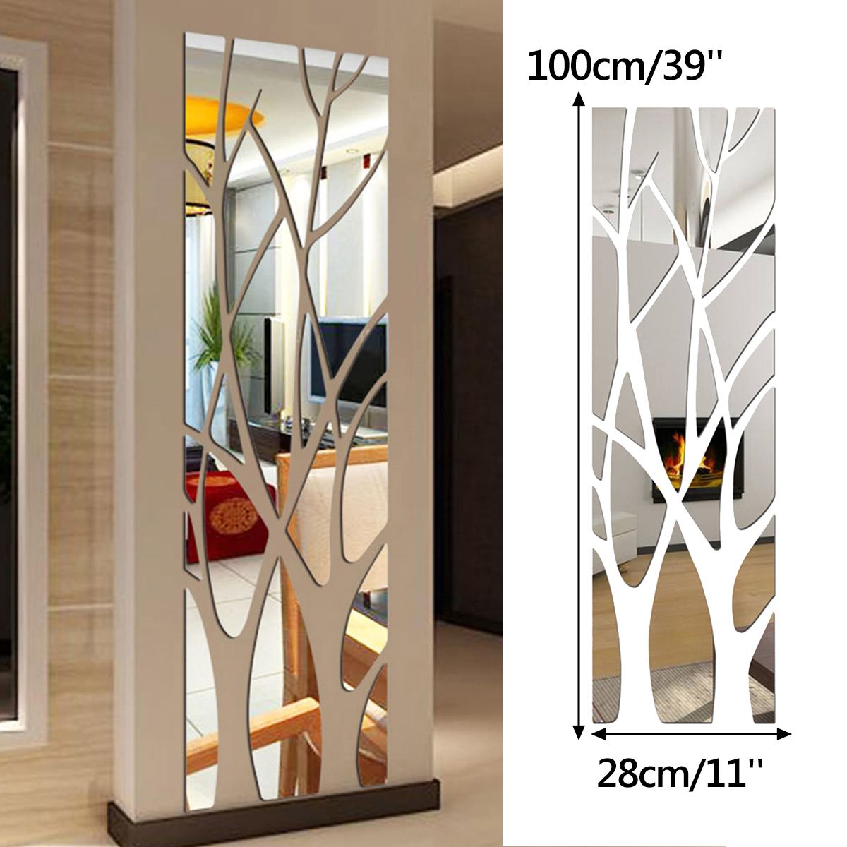 100x28cm-Wandspiegel-Spiegelfolie-Selbstklebend-Wand-Aufkleber-Spiegel-Decoration-1717157