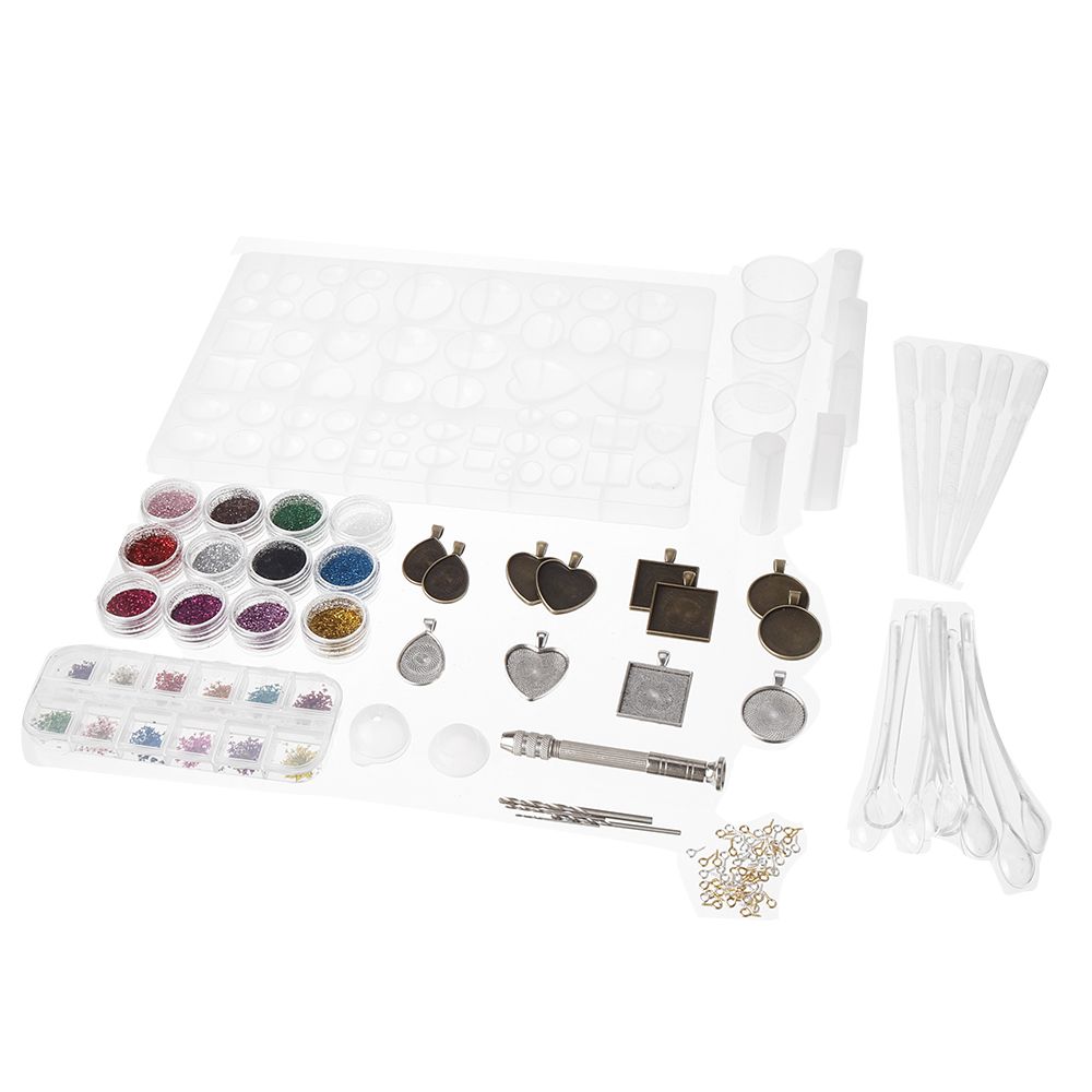 107PcsSet-Pendant-Trays-Set-DIY-Jewelry-Bezel-Making-Crystal-Bracelet-Pendant-Silicone-Resin-Mould-J-1626467