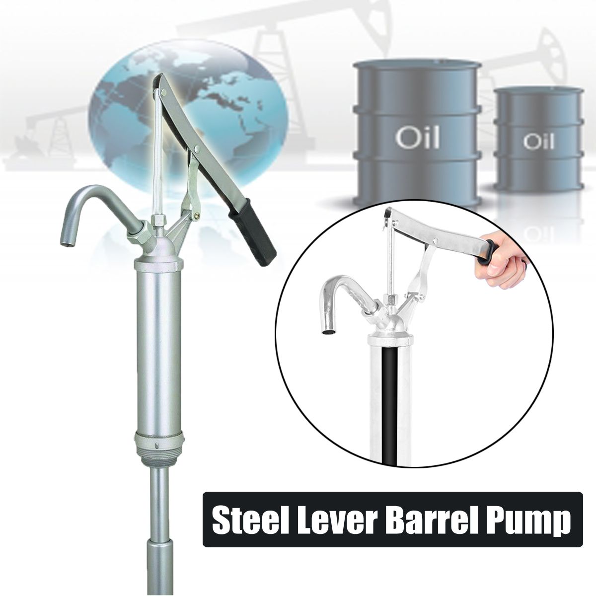 15-55-Gallon-Drum-Steel-Lever-Barrel-Pump-Lubricant-Solvent-1-12-2-Inch-Bung-1356502