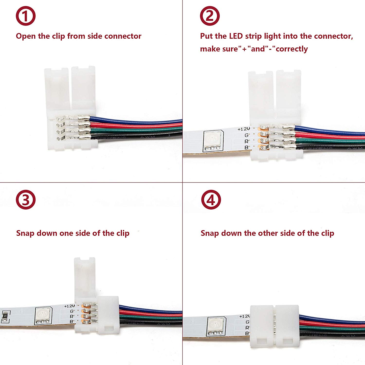 10MM-RGB-3528-5050-4Pin-LED-Strip-Light-Connector-Kit-PCB-Ribbon-Cable-PCB-Clip-Adapter-Provides-Mos-1613449