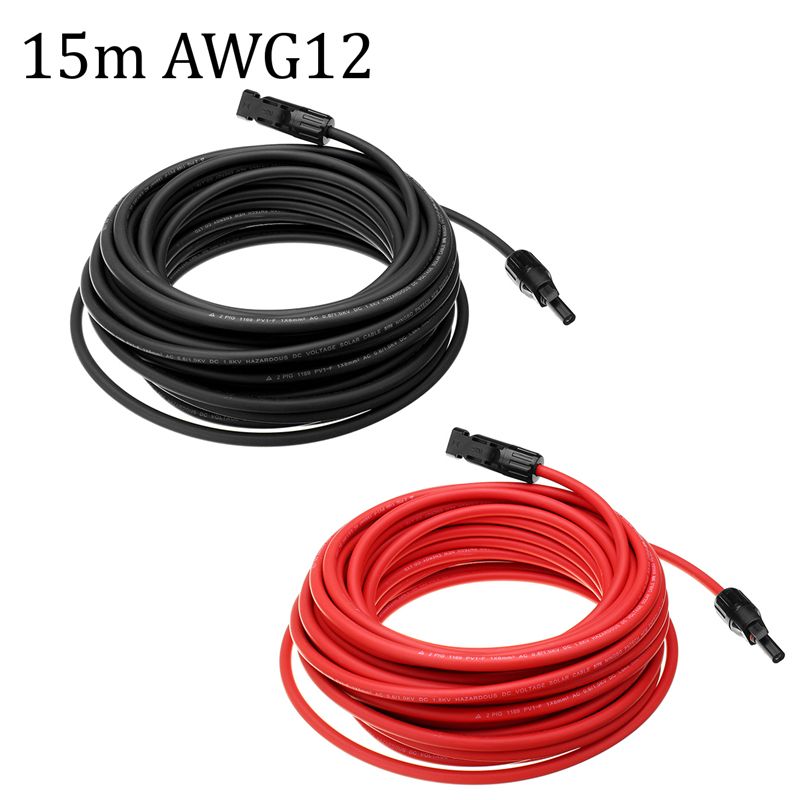12-AWG-15-Meter-Solar-Panel-Extension-Cable-Wire-BlackRed-with-MC4-Connectors-1338751