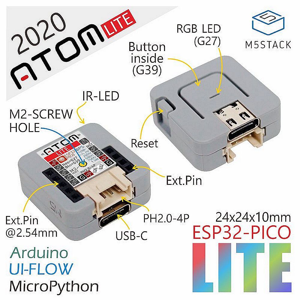 M5Stackreg-ATOM-Lite-ESP32-Development-Board-Kit-Neo-LED-Blockly-Programmable-Kit-1645120
