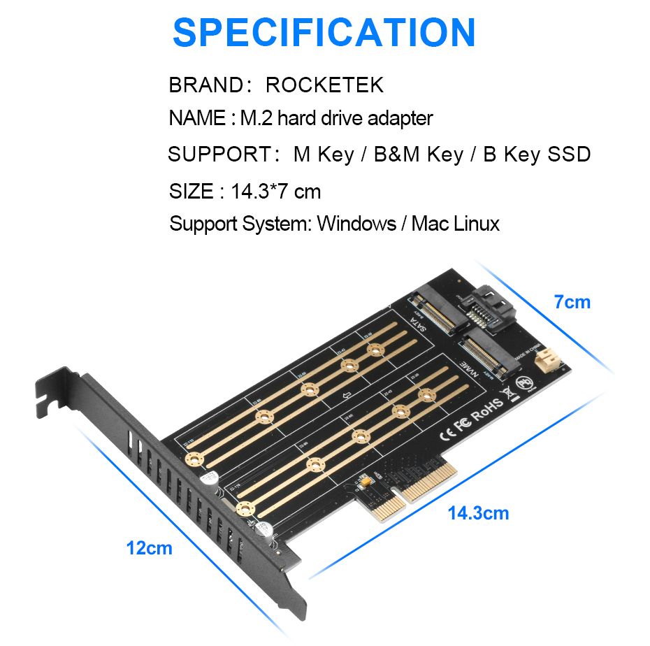 Rocketek-EC03-M2-Hard-Disk-Adapter-Expansion-Card-PCI-E-X4-30-M2-SSD-SATANVME-Protocol-NGFF-M-keyB-k-1650408