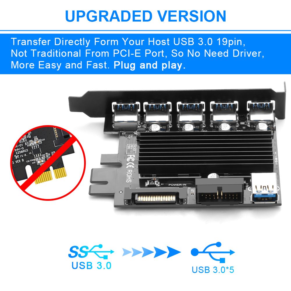 Rocketek-HC425-5-Ports-USB-30-Type-c-PCI-E-Expansion-Card-External-Controller-Express-19-Pin-Cable-S-1648703