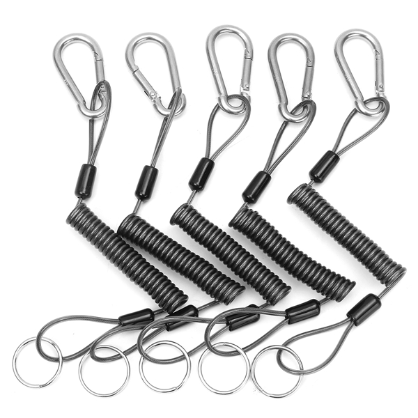 5Pcs-26cm-Steel-Plier-Coil-Tether-Lanyard-Secure-Grip-Retracting-Tool-1113736
