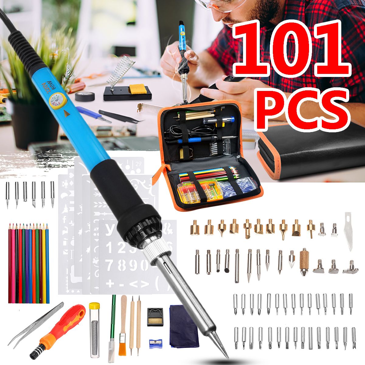 101Pcs-Electric-Solder-Iron-Kit-DIY-Wood-Burning-Pen-Carft-Tool-Pyrography-Tool-Set-1575351