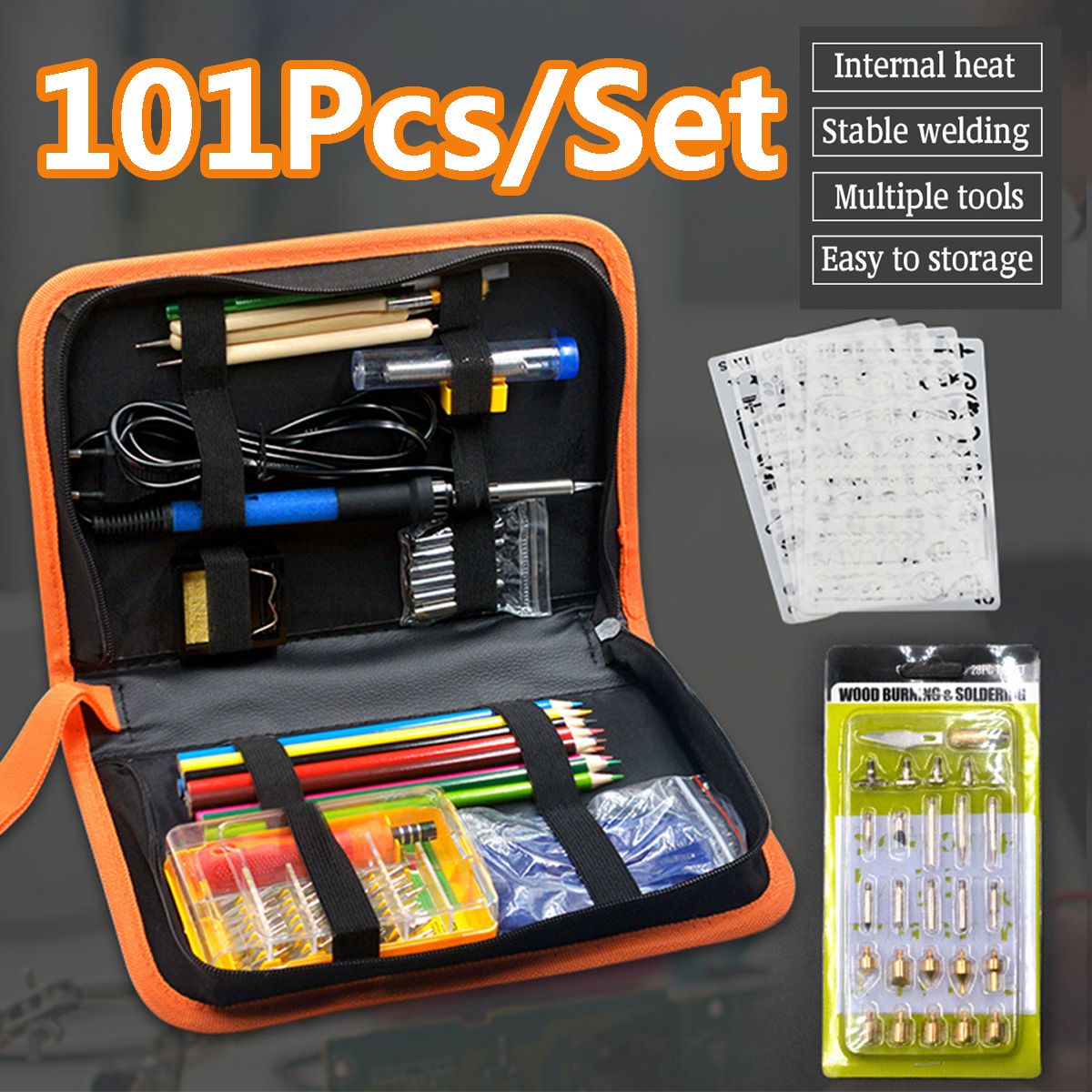 101Pcs-Electric-Solder-Iron-Kit-DIY-Wood-Burning-Pen-Carft-Tool-Pyrography-Tool-Set-1575351