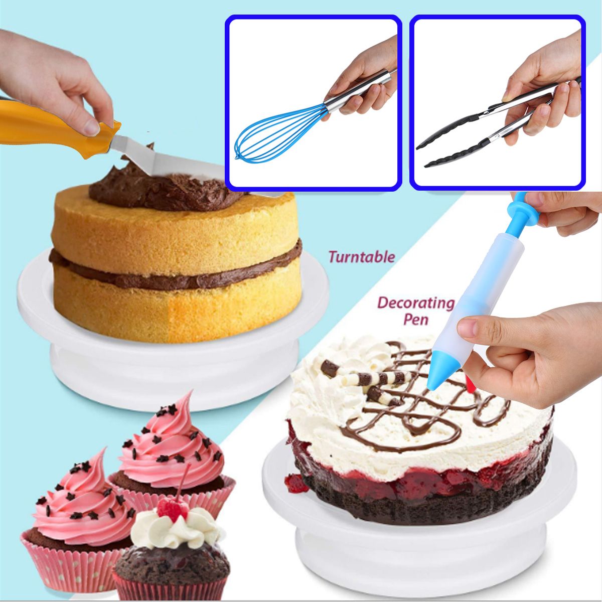 118-PCS-Cake-Decorating-Tools-Set-DIY-Cake-Piping-Tips-Turntable-Rotating-Cake-Stand-Pastry-Nozzle-B-1524305