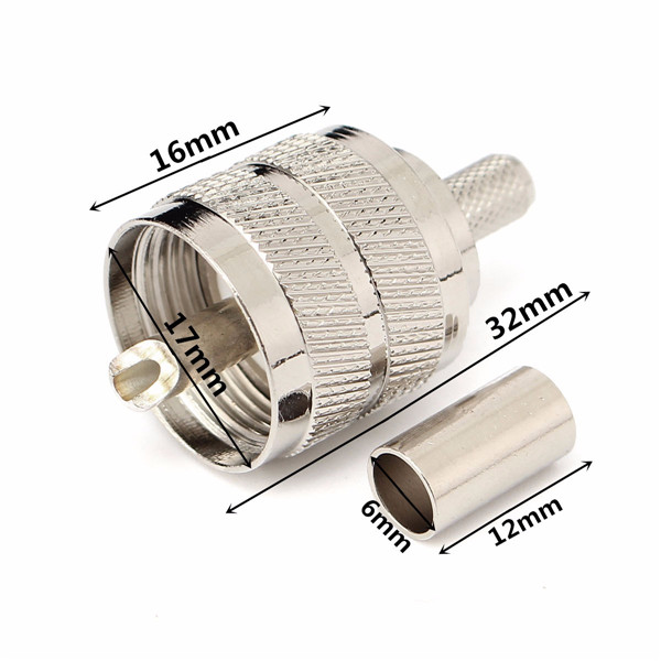 UHF-Male-Connector-Pl259-Plug-Crimp-RG58-RG142-LMR195-Cable-Straight-Connector-Adapter-1242179