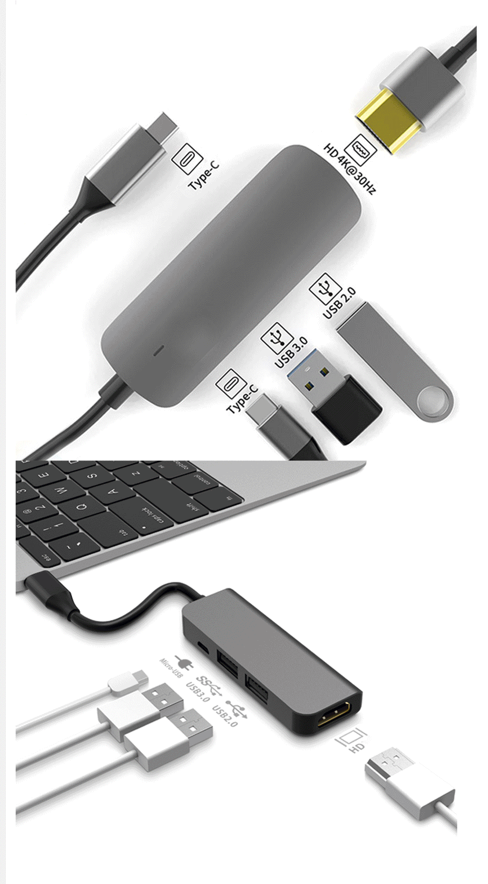 Geva-Type-C-to-USB30-Splitter-Type-C-to-USB20-HD-Hub-4-in-1-Docking-Station-Adapter-5Gbps-Converter--1748655