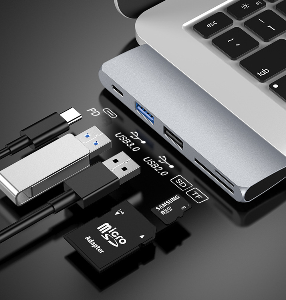 HOWEI-HW-TC40-5-in-1-USB-Hub-5Gbps-USB30-USB20-SD-TF-Card-Reader-USB-C-PD-Charging-Extender-Extensio-1589219