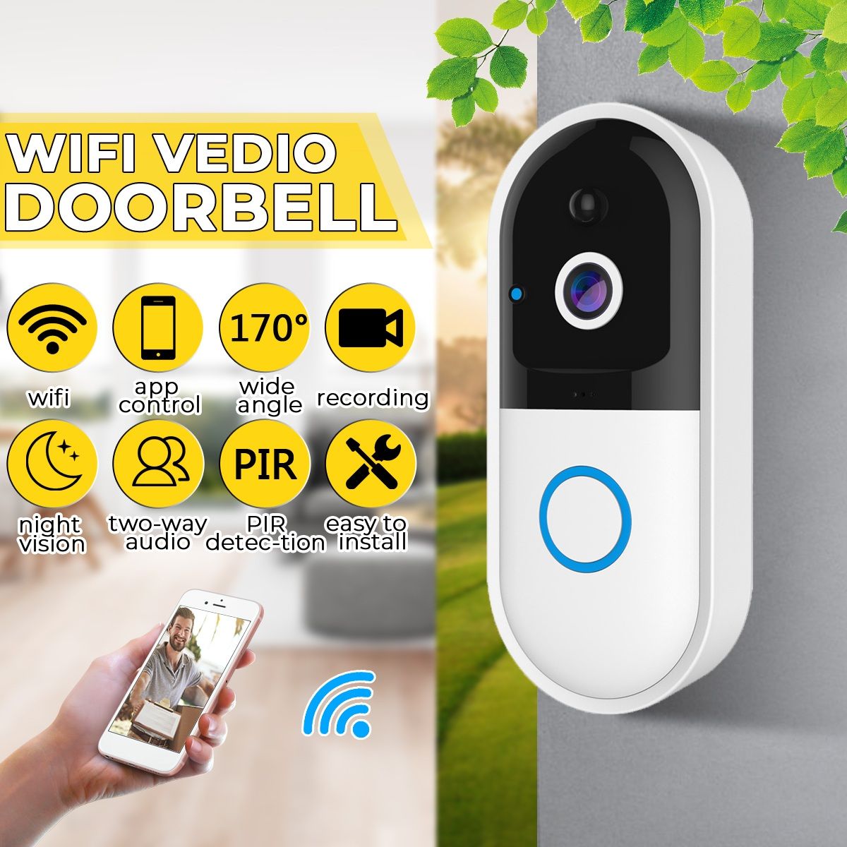 170deg-Visual-Angle-Wireless-WiFi-Video-DoorBell-IR-Camera-Intercom-Home-Security-1565891